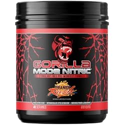 Gorilla Mode Nitric Upgraded Stimulant Free Pre-Workout – Best Tasting and Most Effective Stimulant Free Pre-Workout/Massive Pumps · Vasodilation · Power / 772 Grams (Orange Rush)