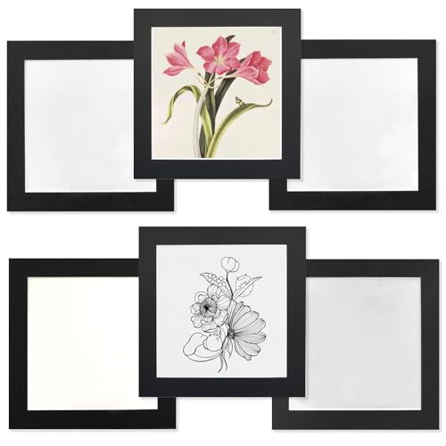 Haojiaho ペーパーフォトフレーム 子供の絵 紙製額縁 6個セット 18*18cm 【美術研修室向け】 厚紙製 展示用 フォトフレーム アートフレーム 展示用 額縁 透明保護フィルム 壁掛け用粘着シート 付き 黒 絵画教室 絵 展示 写真フレーム 軽量 子供の 美術工房 美術展 教育機関 学校 幼稚園 絵画展示 壁掛け 壁額 お絵描き インテリア シンプル 写真飾り おしゃれ