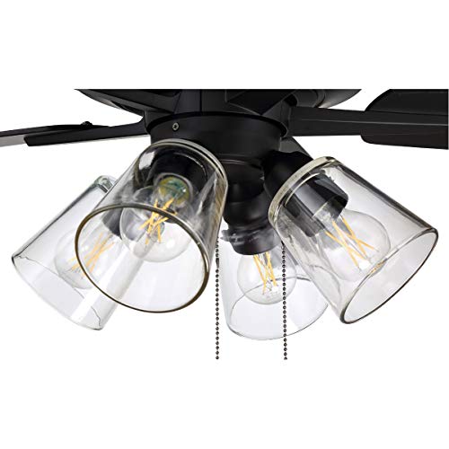 Craftmade 60" Super Pro S104FB5-60FBGW Indoor Fan with 4 Light Clear Glass Light Kit in Flat Black with Reversible Flat Black/Greywood Blades by Craftmade - Image 9