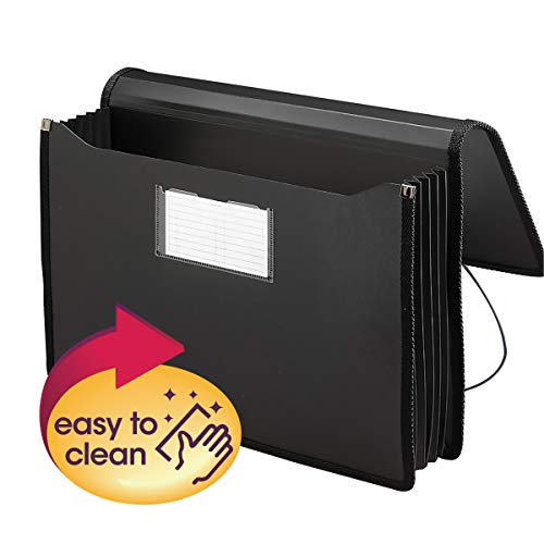 Smead Poly Premium Expanding File Wallet With Closure, 5-1/4" Expansion, Legal Size, Black (71510) #TOP1