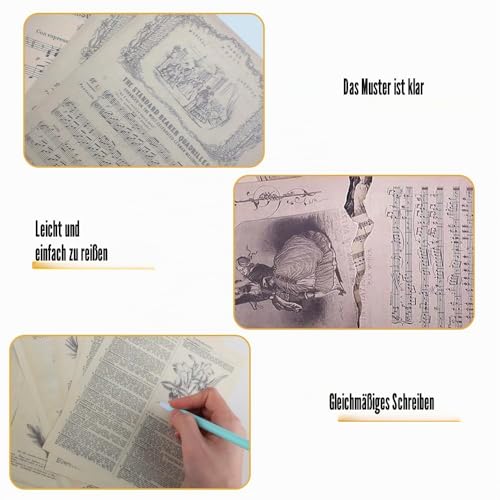 milaosk Scrapbooking Papier 120 Blätter Scrapbook Paper 14x20cm Vintage Papierkunst Scrapbook Zubehör Bastelpapier Dekorpapier für DIY Journal Fotoalbum Tagebuch Notizbuch Tagebuch Handwerk