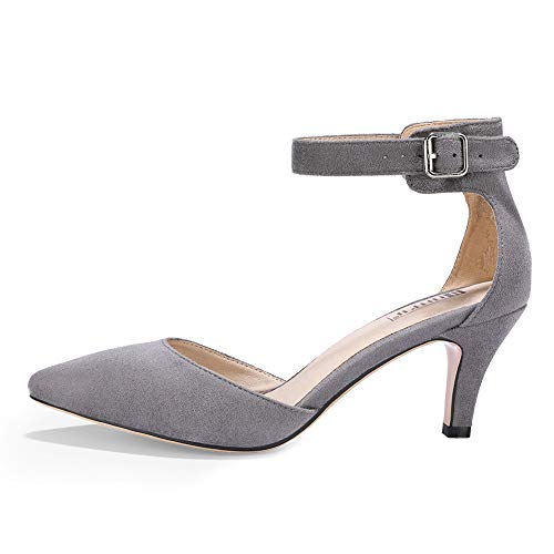 IDIFU Women's IN3 D'Orsay Pumps Low Kitten Heels for Women Dress Shoes Pointed Closed Toe Wedding Bride Ankle Strap… - Image 4