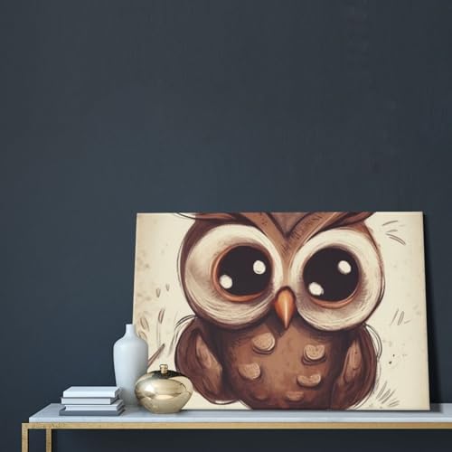Toile chouette HD mur blanc triste solution déco salon et bureau - 5