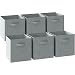 13x13x13 Large Storage Cubes - Set of 6 Storage Bins | Features Dual Handles | Cube Storage Bins | Foldable Closet Organizers and Storage | Fabric Storage Box for Home and Office (Grey)