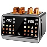 4 Slice Toaster– Dual Digital Smart TouchScreen & Independent Control Panel | Single-Slot Tech, Timer/Reheat/Defrost for Bagels, Bread | 1800W Stainless Steel, 6 Toast Types & Shade Settings