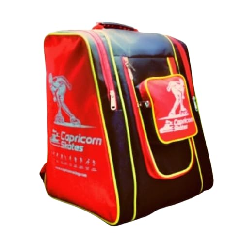 Capricorn Skates Red Inline and Quad Roller Skating Bag, Side Pocket, 3 Zipper Pockets, Logo-image-19