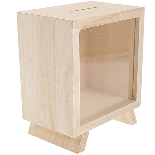 Zerodeko Wood Piggy Bank Clear Wood Money Bank Unopenable Money Tip Change Box Coin Bank Saving Bank Money Jar #TOP3