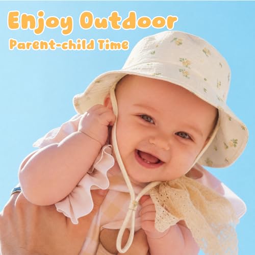 Image of Muslin Baby Sun Hat Sun Protection Baby Toddler Bucket Hats for Boys Girls