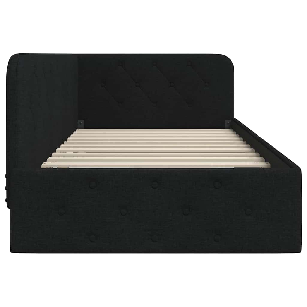Metalowa malowana proszkowo do sypialni 140x200 czarny | Rama łóżka metalowa 140x200 z listwami, wytrzymała rama łóżka do sypialni, malowana proszkowo czarna