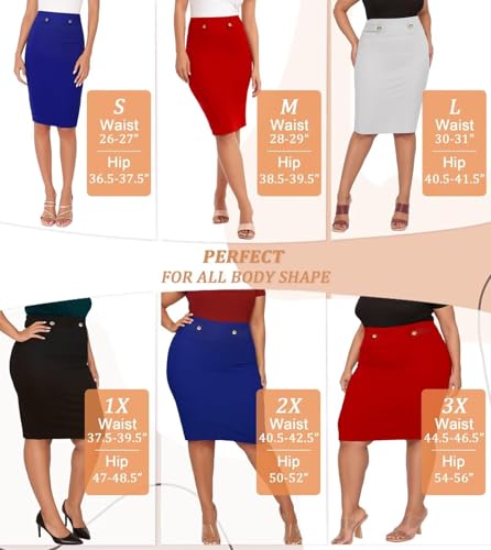 Image of Hybrid & Company Womens Pencil Skirt Premium Nylon Ponte Stretch Office Made in The USA Below Knee