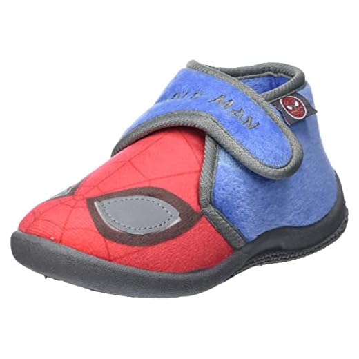 CERDÁ LIFE'S LITTLE MOMENTS, Zapatillas Casa Niño Velcro Divertidas Forma de Bota de Spiderman con Interior 100% Algodon y Suela Antideslizante, Rojo, 23 EU