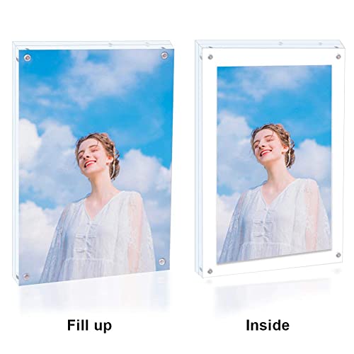 Juoifip Acrylic 8 X 10 Photo Frame Clear Floating Double Sided Magnetic Picture Frame 10Mm Certificate Document Magnetic Photo Frame For Tabletop Display With Frame Stand And Gift Box (Free Soft Microfiber #TOP1