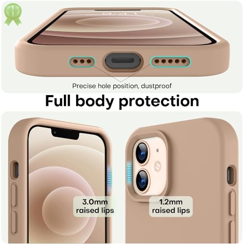 Image of LOVE 3000 Designed for iPhone 12 Case /iPhone 12 Pro Case, Premium Silicone with [Soft Anti-Scratch Microfiber Lining] Shockproof Protective Phone Case for Men Women Girls 6.1 inch, Light Brown