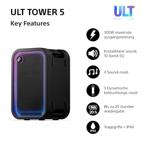 Sony ULT Tower 5 tragbarer kabelloser Bluetooth-Partylautsprecher