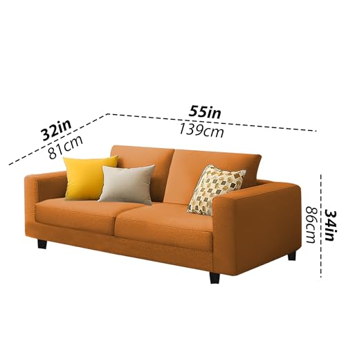 Image of Galib 3+2 Seater Sofa Set for Living Room (Orange Fabric) Premium Fabric Sofa Set