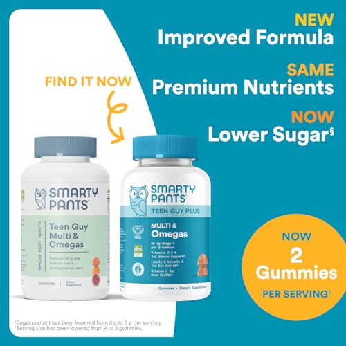 image for SmartyPants Teen Guy Formula, Daily Multivitamin Gummies: Vitamins C, 
