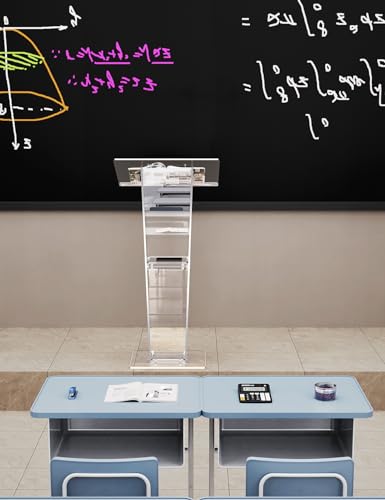 Miniatura 5 de Solaround Soporte De Podio Acrílico Transparente Con Estante De Almacenamiento, Pulpits De Para Iglesias, Conferencias, Discursos, Bodas, Aulas Transparente