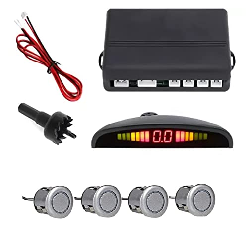 Image of Auto Addict Car Reverse Parking Sensor with LED Display 4 Sensor Reverse Parking Auto Radar Detectors (Silver) for Toyota Innova Crysta