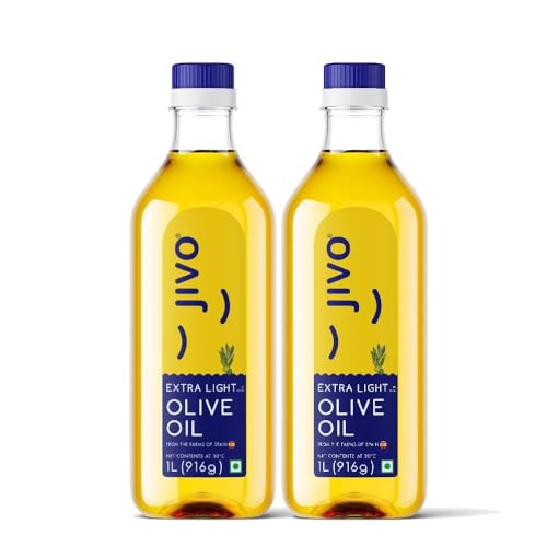 Image of Jivo Extra Light Daily Cooking Olive Oil 1 Ltr (Pack of 2) | Rich Quality Healthy Cooking Oil for Indian Cuisine, Ideal for Frying, Roasting, and Baking