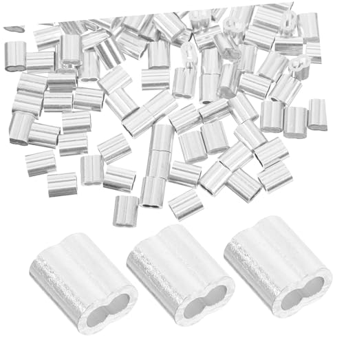 MUCKLILY 200pcs Steel Cable Aluminum Crimp Wire Rope Chuck for Wire Caps Cable Clipping in Workshop