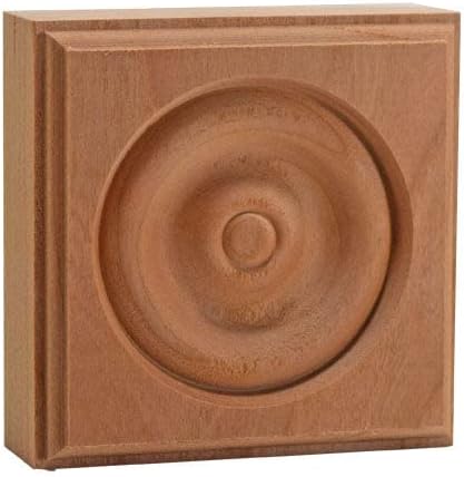 Miniatura 4 de Bloque de roseta de esquina de carcasa de madera dura 1" x 3" cuadrado EWAP30, roble rojo