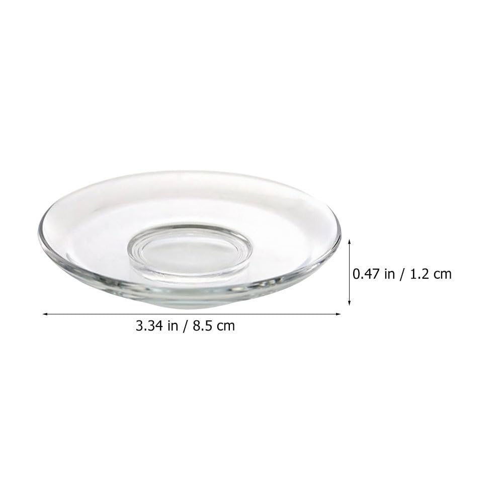 CLISPEED Piattino in vetro trasparente rotondo piatto decorativo per caffè, tè e snack sotto tazza e resistente per casa bar e ristorante riutilizzabile