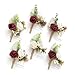 Ling's moment Burgundy Boutonniere for Men Boutonnieres for Wedding Red Groomsmen Boutonniere with Pins Set of 6 for French Fall Rustic Boho Wedding