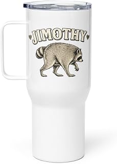 Retro Viral Raccoon Meme Jimothy Travel Mug with a Handle