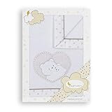 Sábanas Cuna Franela Corazón Oso Blanco Beige