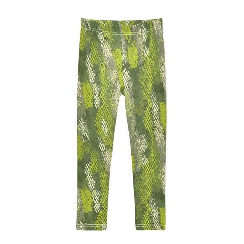 Green Snake Skin Girls Leggings Soft Stretch Workout Yoga Dance Pants for Kids Casual Tights