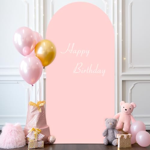 Image of Dusty Rose Arch Backdrop Cover, 7.2FT Stretchy Fitted Wedding Arch Stand Covers 2-Sided Round Top Chiara Arch Backdrop Cover for Wedding Ceremony Birthday Party Baby Shower Banquet Decoration