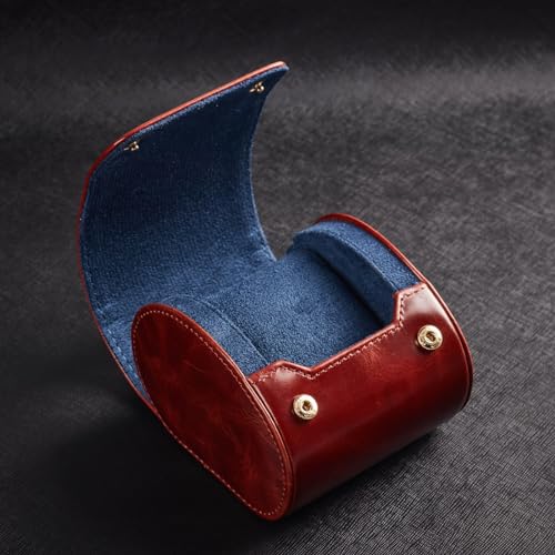 Image of Genuine Napa Leather Watch Roll Travel Case - Travel Watch Rolls and Leather Watch Display Cases with Velvet Interior - Watch Storage Organizer Men's By CALIBERWATCH (Brown - Single)