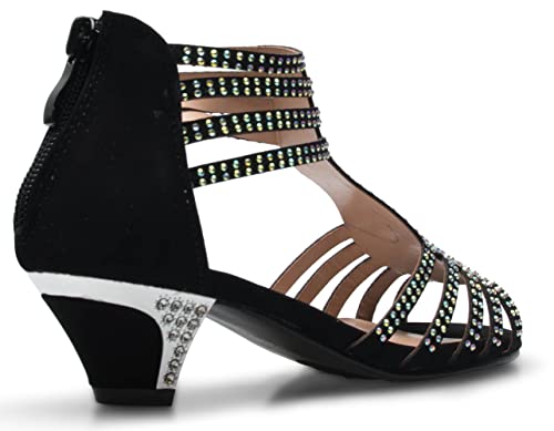 Image of Olivia K Girl's Cute Adorable Strappy Glitter Open Toe Heel Sandals - Adjustable buckle