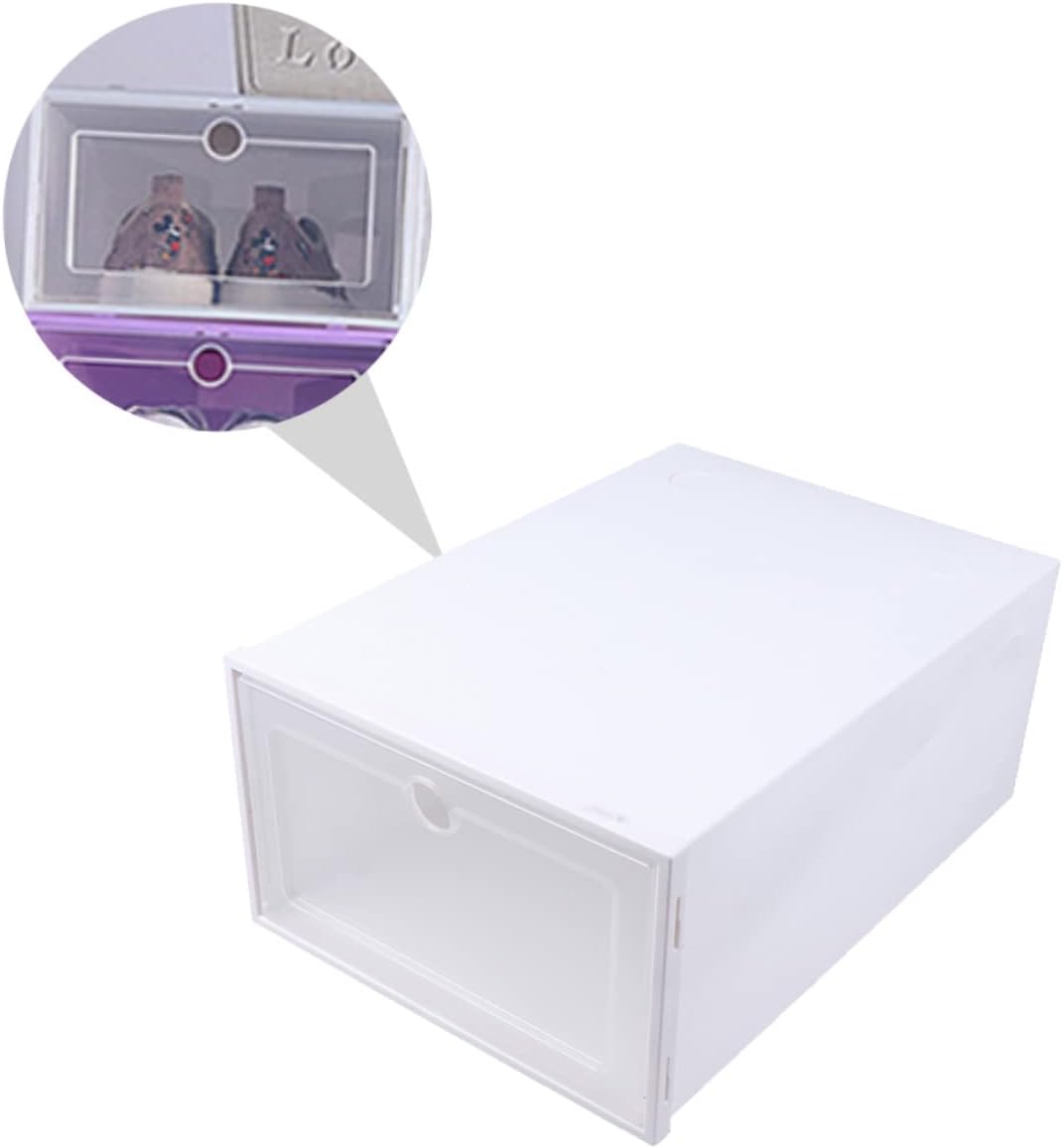 Stackable Shoe Boxes 6pcs Plastic Drawer Type Organizer Dustproof Lid for Sneakers and Heels for Closet Storage and Display
