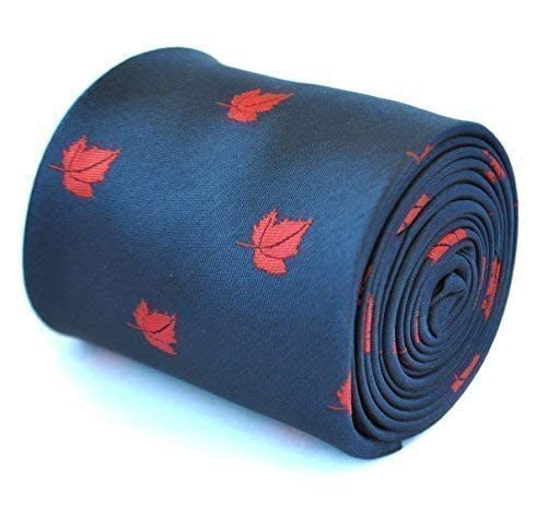 Frederick Thomas navy blue tie with canadian maple leaf design Canada