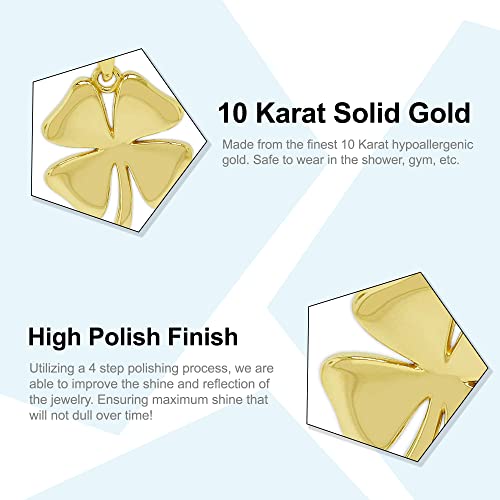 Gold Four Leaf Clover Charm - 10 Karat Solid Gold - Shamrock Pendant - Good Luck Charm Necklace - Irish Shamrock3