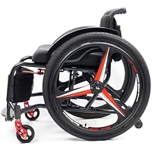 Lightweight All-Terrain Ultra Lightweight Sports Wheelchair Foldable Adjustable Footrest and Seat Height, Handbrakes,Suitable for Teenagers, Adults, SeniorsBlack1,Seat Width 38cm/15in