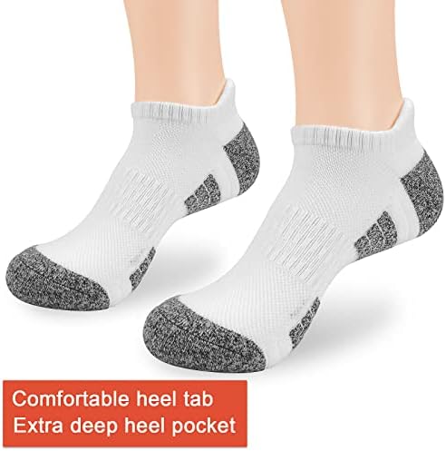 KOOOGEAR Mens Black White Running Trainer Ankle Socks Men 9-12 Multipack Anti Blister Cushioned Thick Walking Hiking Socks 5 Pairs Low Cut Cotton Athletic Sports Socks