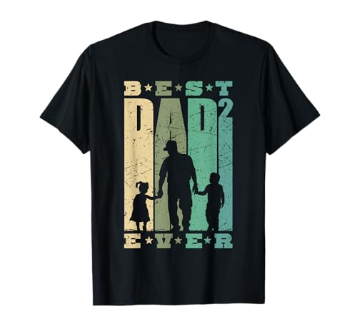 Best Dad ever Padre di 2 figli Uomo famiglia due volte papà Maglietta