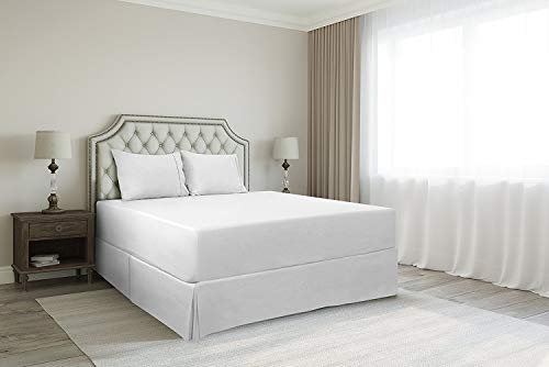 Ultra Soft Bed Skirt - Premium Queen Size 12 Inch Drop White With 300 Thread Count Hotel Quality , Quadruple Pleated Hypoallergenic, Wrinkle And Fade Resistant #TOP3