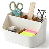unbholkk 5 Fächer Stiftehalter, Schreibtisch Organizer, Stifte Organizer Büro Zubehör, Aufbewahrungsbox für Smartphones, Kosmetika, Stifte, Kleine GegenstäNde(Weiß)
