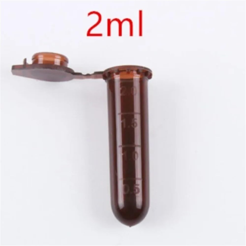 Vetreria da laboratorio Provetta da centrifuga in plastica marrone da 0,5/1,5/2/5/10/15 ml, contenitore for campioni da laboratorio con tappo(2ml 500pcs)