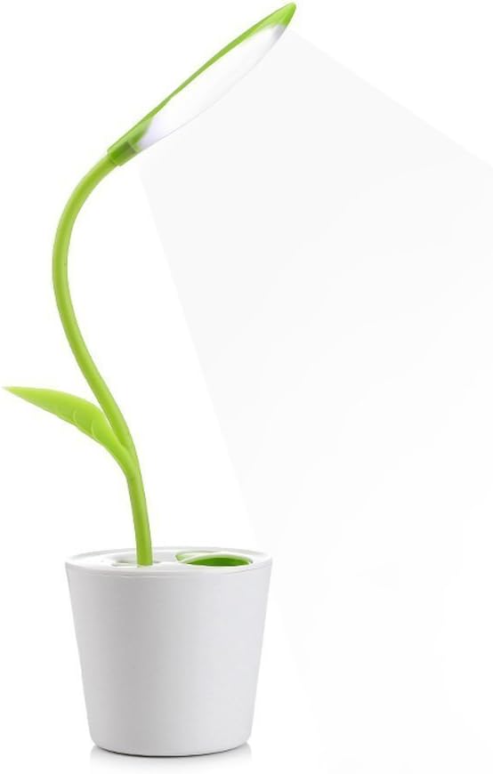 Desk Lamp, VADIV LED Table Light USB Rechargeable 3 Level Dimmer with Touch-Sensitive Switch Reading Lamp, Pencil Holder Decoration - Green