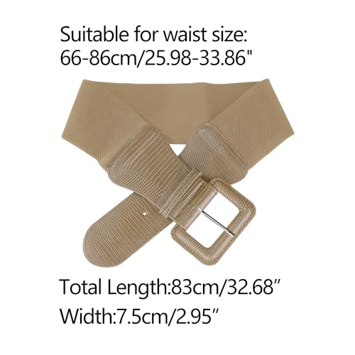 Allegra K Elastic Waist Belts for Women Wide Belts Rectangular Chunky Buckle3