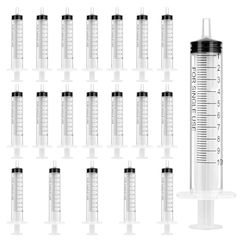 OFFCUP Jeringas, 20pcs 10ml Jeringa de Plástico, Jeringa de Jardín, Jeringa de Líquido Reutilizable, Jeringa Grande para Laboratorios Científicos, Medición, Riego, Relleno, Filtración