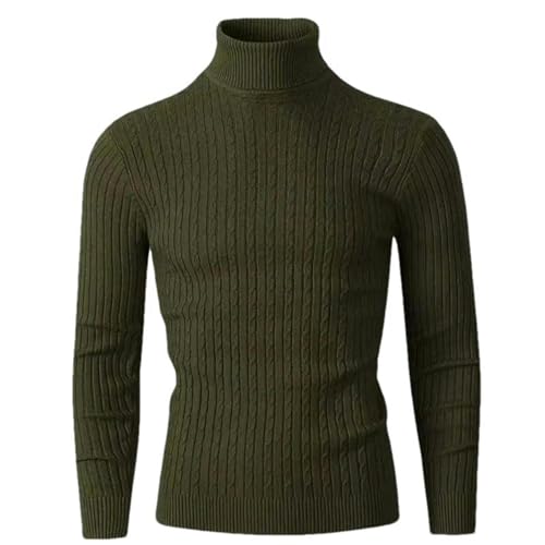 Autumn and Winter Men's Turtleneck Pullover Long Sleeve Striped Knitted Warm Casual Sweater4