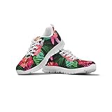 SEANATIVE Leichtgewichtige, athletische Damen-Sneaker, Sportschuhe, Joggen, - Hawaii Blume - Größe: 40.5 EU