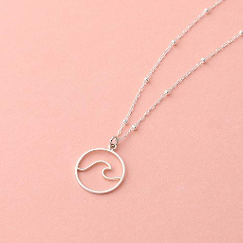 Boma Jewelry Sterling Silver Wave Water Element Circle Round Pendant Necklace, 18 Inches3