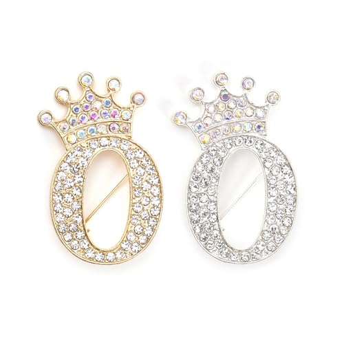 Image of Letter Rhinestone Brooches for Women Gold Silver Initial Crown Lapel Bag Clothing Dress Custom Jewelry Gifts