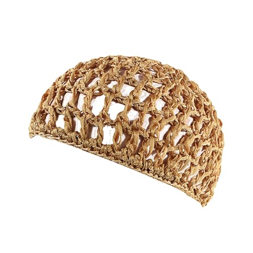 Boina con lentejuelas para mujer, hecha a mano, peluca de malla superior, gorro de color sólido, gorro para el cuidado del cabello, sombrero de boina, D, Talla única